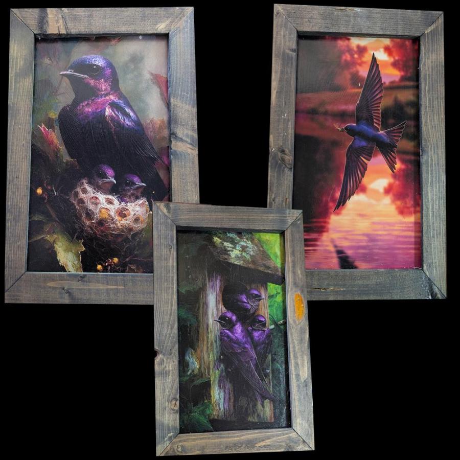 Handmade Wooden Purple Martin Sign